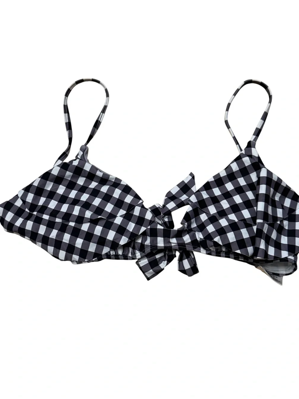 O'Neill Black and White Gingham Tie-Back Bikini Top Size Small NWT